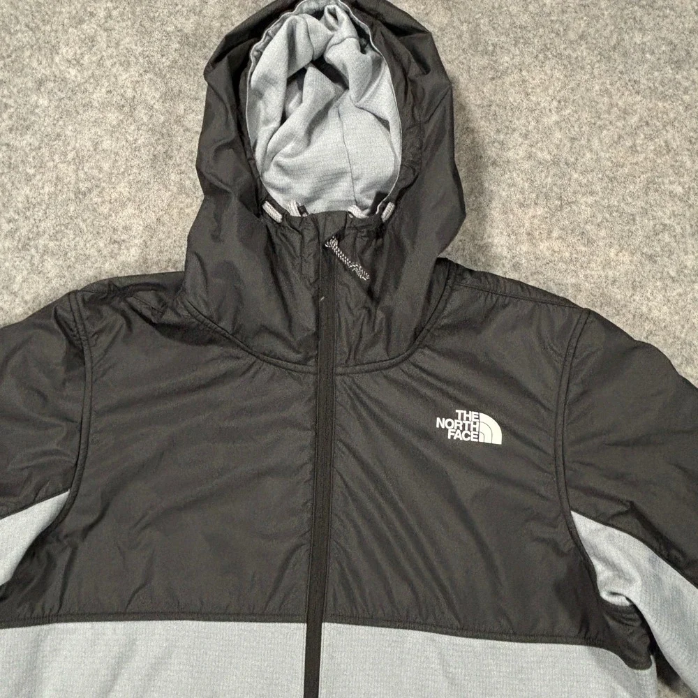 North Face Jacket Mens L Gray Black Full Zip Hoodie Hiking Gorpcore Outdoor